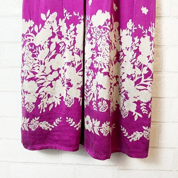 Express Silk Purple & Silver Floral V-Neck Spaghetti Strap Slip Dress Size L - Picture 6 of 7